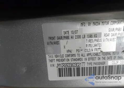 2008 Mazda Mazda5 Sport из США, поврежденный, VIN JM1CR293380302177